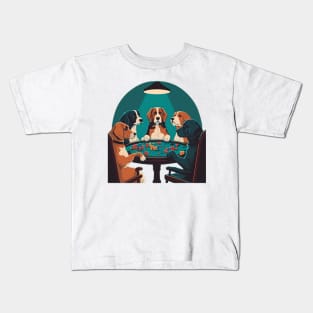 Five Dogs Ante Up for Poker Night Kids T-Shirt